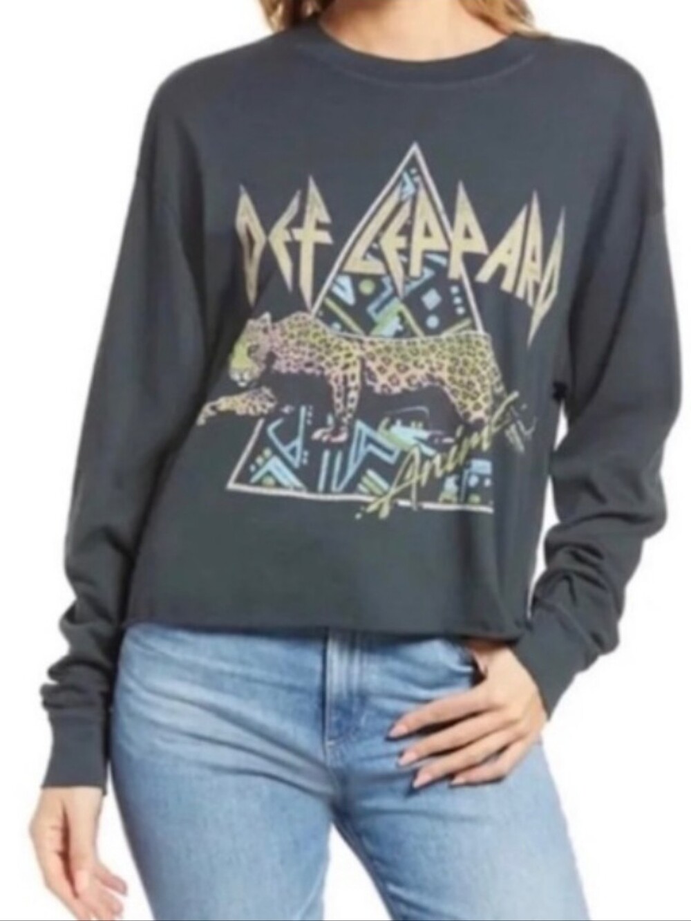 Daydreamer PRE-OWNED Slate Blue CottonCropped Long Sleeves Tee